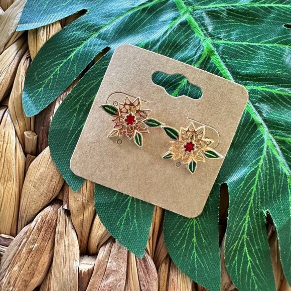 BOGO FREE AVON VTG FLORAL STUD HOLIDAY EARRINGS - Picture 4 of 5